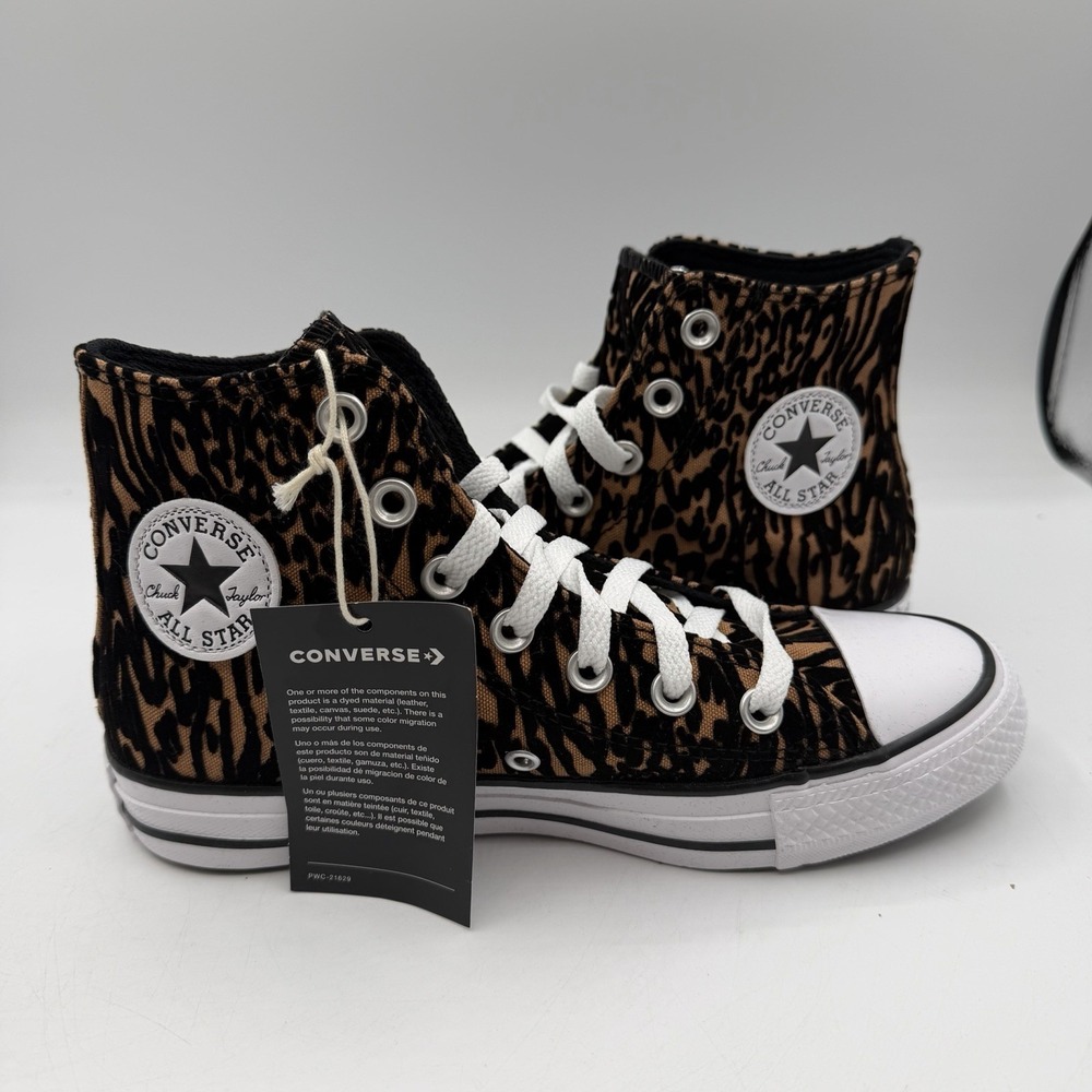 Converse Chuck Taylor All Star HI Top Shoes Womens Sz 7 Leopard Sneakers A17948F